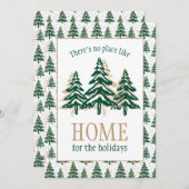 Gold Glitter & Forest Green Pine Tree-kerstmis Feestdagenkaart (Voorkant / Achterkant)