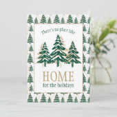 Gold Glitter & Forest Green Pine Tree-kerstmis Feestdagenkaart (Staand voorkant)