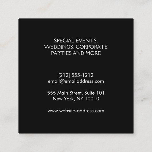 Gold Glitter Fork Event Planner Vierkante Visitekaartje (Achterkant)