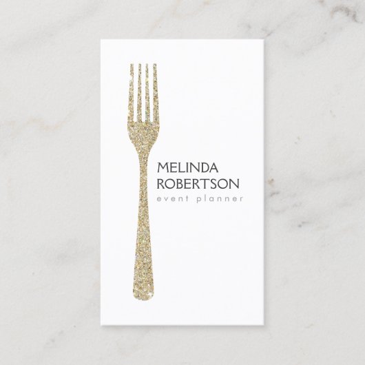 Gold Glitter Fork Event Planner Visitekaartje (Voorkant)