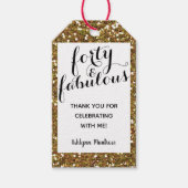 Gold Glitter Forty en Fabulous Favor Cadeaulabel (Voorkant)