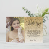 Gold Glitter-foto Hartelijk dank Kaart (Staand voorkant)