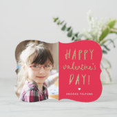 Gold glitter foto Valentijnsdag Feestdagenkaart (Staand voorkant)