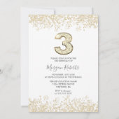 Gold Glitter & foto's 3rd Birthday Party Kaart (Achterkant)