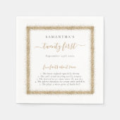 Gold Glitter Fun Facts Name Date 21st Party Servet (Voorkant)