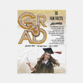 Gold Glitter Fun Facts Photo 2023 Afstudeerder Afs Fleece Deken (Voorkant)