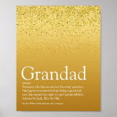 Gold Glitter Fun Grandpa Grandad Papa Definition Poster (Voorkant)