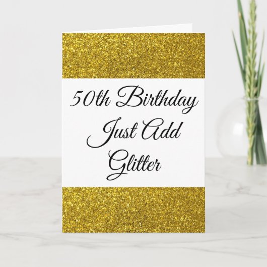 Gold Glitter Fun om 50 uur voor haar verjaardagska Kaart (Voorkant)