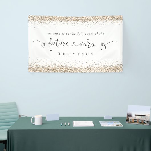 Gold Glitter Future Mrs Welcome Vrijgezellenfeest Spandoek (Beurs)
