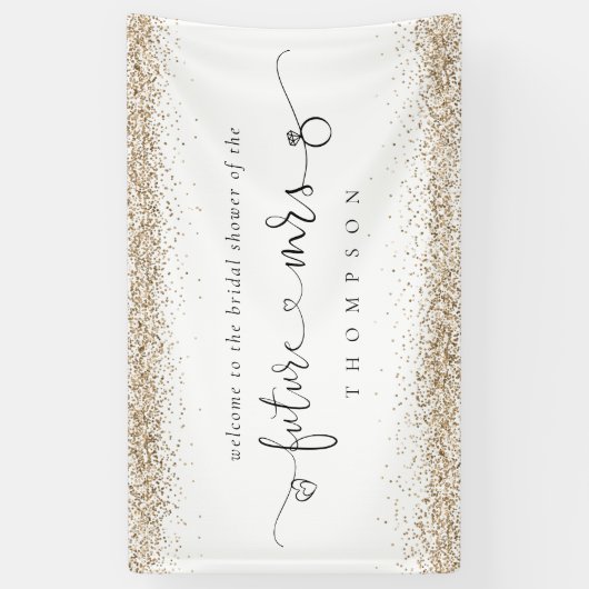 Gold Glitter Future Mrs Welcome Vrijgezellenfeest Spandoek (Verticaal)