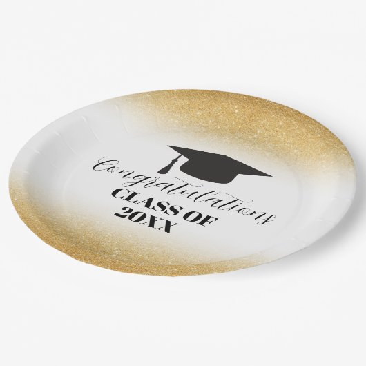 Gold Glitter - Gefeliciteerd Afstuderen papieren B Papieren Bordje (Gekanteld)