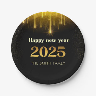 Gold Glitter Gelukkig Nieuwjaar 2025 Papier Bord