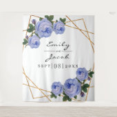 Gold Glitter Geo Blue Floral Foto Backdrop Sign Wandkleed (Voorkant)