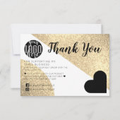 Gold Glitter Geo Heart Logo Customer Thank You Bedankkaart (Voorkant)