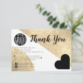 Gold Glitter Geo Heart Logo Customer Thank You Bedankkaart (Staand voorkant)