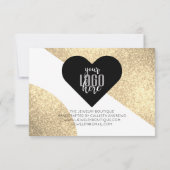 Gold Glitter Geo Heart Logo Customer Thank You Bedankkaart (Achterkant)