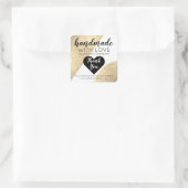Gold Glitter Geo Heart Logo Customer Thank You Vierkante Sticker (Tas)