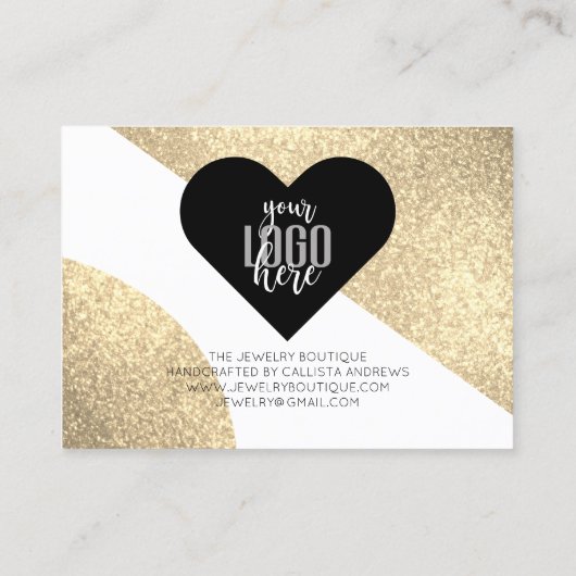 Gold Glitter Geo Heart Logo Customer Thank You Visitekaartje (Achterkant)
