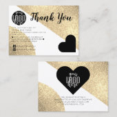 Gold Glitter Geo Heart Logo Customer Thank You Visitekaartje (Voorkant / Achterkant)