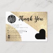 Gold Glitter Geo Heart Logo Customer Thank You Visitekaartje (Voorkant)