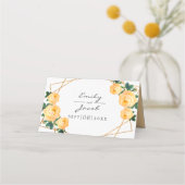 Gold Glitter Geo Oranje Floral Wedding Couple Vold Plaatskaartje (Achterkant)