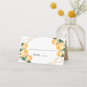 Gold Glitter Geo Oranje Floral Wedding Couple Vold Plaatskaartje (Voorkant)