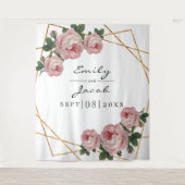 Gold Glitter Geo Pink Floral Foto Backdrop Sign Wandkleed (Voorkant)