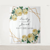 Gold Glitter Geo Yellow Floral Foto Backdrop Sign Wandkleed (Voorkant)