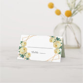 Gold Glitter Geo Yellow Floral Weddenschap Couple  Plaatskaartje (Voorkant)