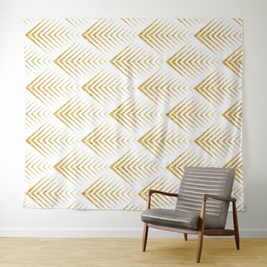 Gold Glitter Geometric Art-Deco Pattern Wandkleed (In Situ (horizontaal))