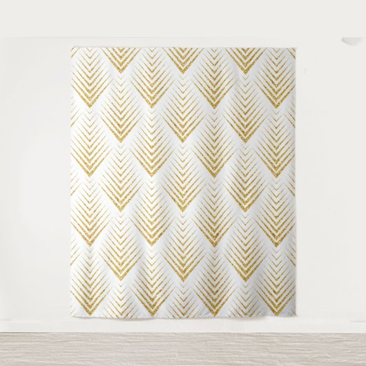 Gold Glitter Geometric Art-Deco Pattern Wandkleed (Voorkant)
