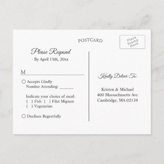 Gold Glitter Geometric Blush Floral Wedding RSVP Uitnodiging Briefkaart (Achterkant)
