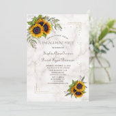 Gold Glitter Geometric Sunflower Engagement Party Kaart (Staand voorkant)