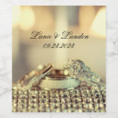 Gold Glitter Gepersonaliseerd naam WeddIng Wijn Etiket (Enkel label)