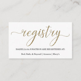 Gold Glitter Gift Registry Enclosure Kaart
