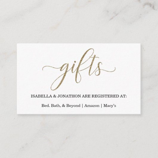 Gold Glitter Gift Registry Enclosure Kaart (Voorkant)