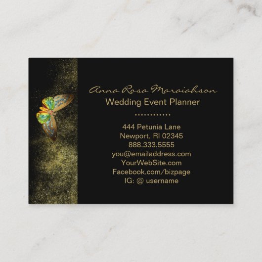 *~* Gold Glitter Gilded Butterfly Chic Girly White Visitekaartje (Achterkant)