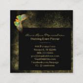 *~* Gold Glitter Gilded Butterfly Girly Chic Black Vierkante Visitekaartje (Achterkant)