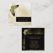 *~* Gold Glitter Gilded Butterfly Girly Chic White Vierkante Visitekaartje (Voorkant / Achterkant)