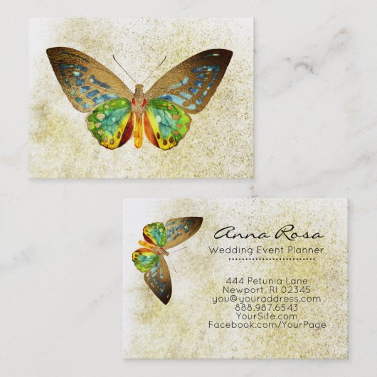 *~* Gold Glitter Gilded Gold Waterverf Butterfly Visitekaartje (Voorkant / Achterkant)