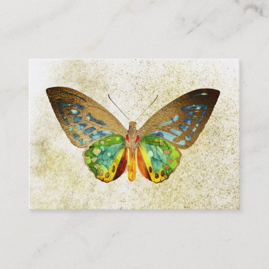 *~* Gold Glitter Gilded Gold Waterverf Butterfly Visitekaartje (Voorkant)