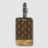  Gold Glitter Giraffe Patroon Stijlvol Bagagelabel (Voorkant (verticaal))