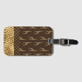  Gold Glitter Giraffe Patroon Stijlvol Bagagelabel