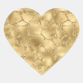 Gold Glitter Giraffe Print Hart Sticker