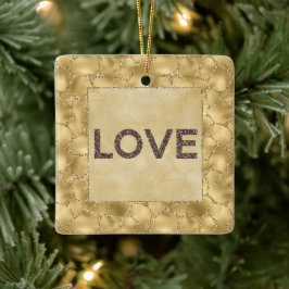 Gold Glitter Giraffe Print Love Keramisch Ornament