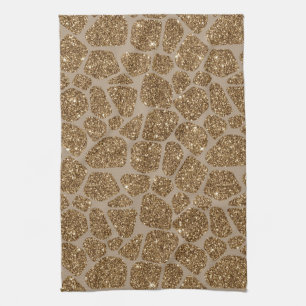 Gold Glitter Giraffe Print Theedoek