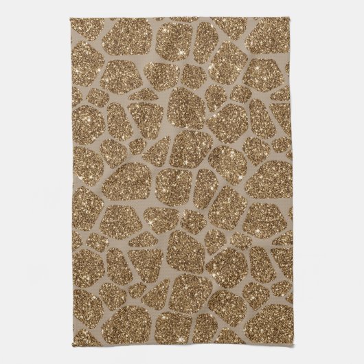 Gold Glitter Giraffe Print Theedoek (Verticaal)