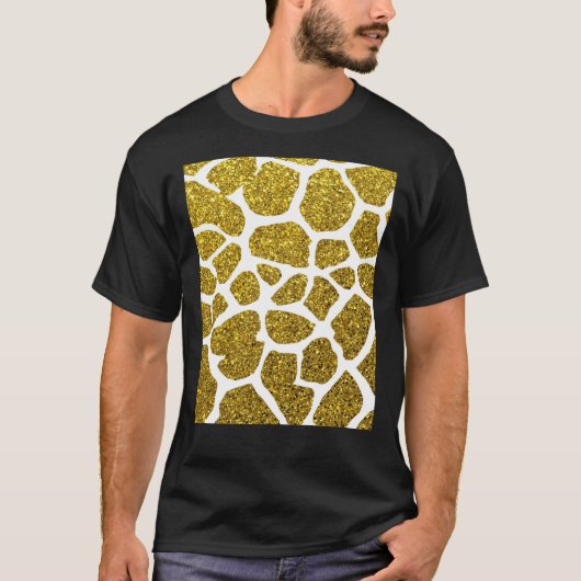 Gold Glitter Giraffe Skin Pattern Graphic T-Shirt (Voorkant)