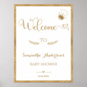 Gold Glitter Girl Baby shower Welkom Poster (Voorkant)