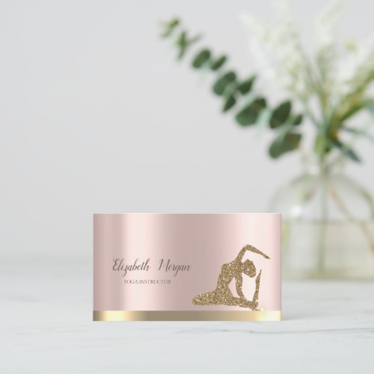 Gold Glitter Girl Roos Gold Yoga Visitekaartje (Staand voorkant)